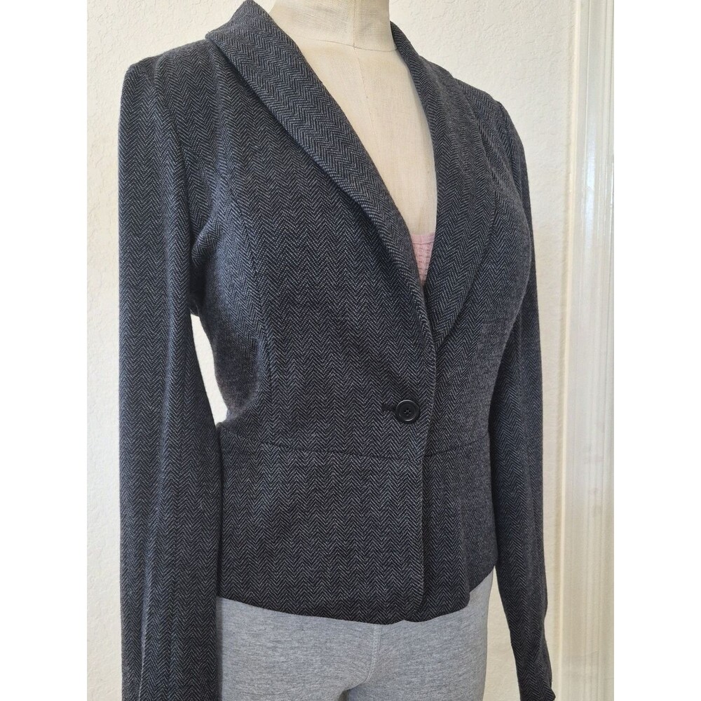 Banana Republic 30% Wool blend Herringbone print One Button Blazer Sz 8